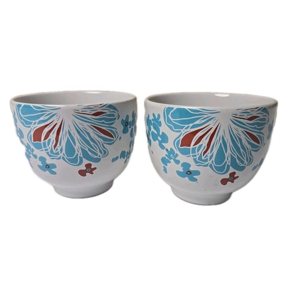 Set of 2 IKEA Bullra Coffee Mugs #15199 16 oz Turquoise & Rust